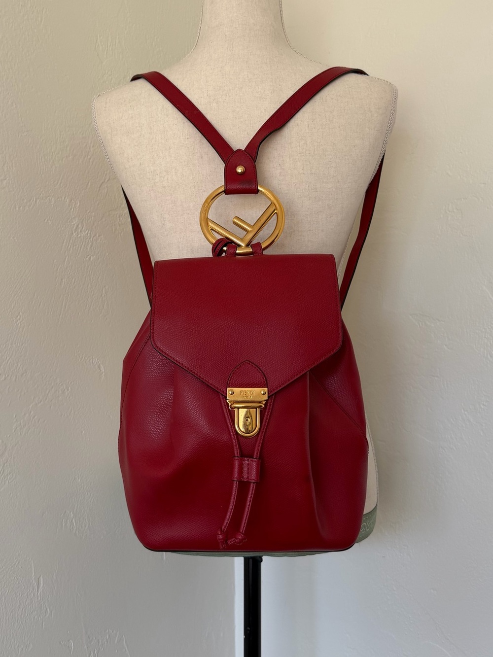 Red & Gold Fendi Leather F is Fendi Backpack